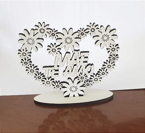 Kit Lembrancinha Dia das Mães Coração Florido Presente Mdf Crú