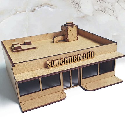 Supermercado escala HO 1;87 mdf corte Laser Ferromodelismo/ Maquetes/ Dioramas p/ Pintura