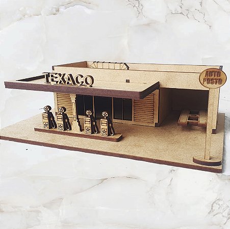 Posto de Combustível escala DOBRO H0 1;43 mdf corte Laser Ferreomodelismo/ Maquetes/ Dioramas p/ Pintura