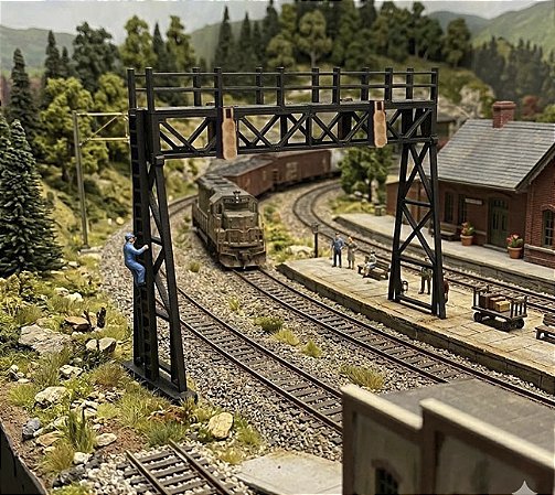 Ponte Sinaleira Escala H0 1;87 mdf corte Laser Ferromodelismo/ Maquetes/ Dioramas p/ Pintura