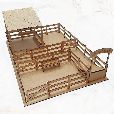 Fazendinha Curral e Decoração Mdf Cru Corte Laser