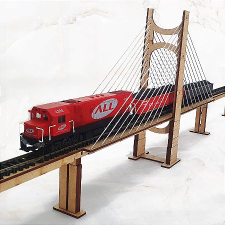 Ponte Estaiada Pilares modulares para maquetes de ferreomodelismo - Ho 1:87 / mdf p/ Pintura