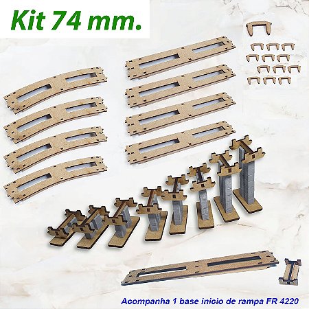 Kit Rampa de elevação ferreomodelismo escala HO 1/87 45 peças 74mm. MAQUETES DIORAMAS "inclinação 2 graus"