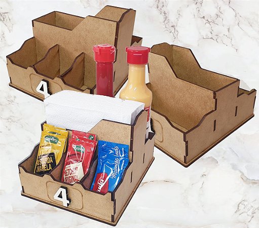 Porta Guardanapos Mdf Crú Lanchonete Restaurante Bar.