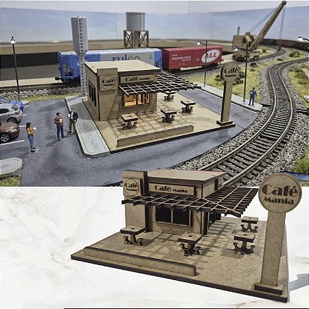 Cafeteria Miniatura - Ho 1:87 Maquetes/ Modelismo mdf p/ Pintura Decoração Ferreomodelismo Mdf