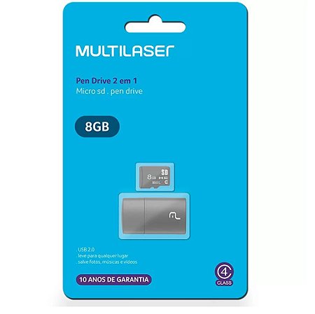 CARTÃO DE MEMÓRIA 8GB C/MICRO SD MULTILASER