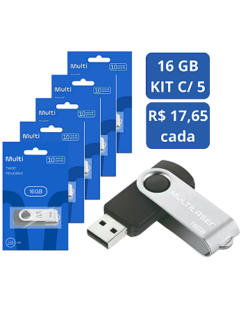 PENDRIVE TWIST 2 16GB PD588 MULTI MULTILASER C/5 UNDS