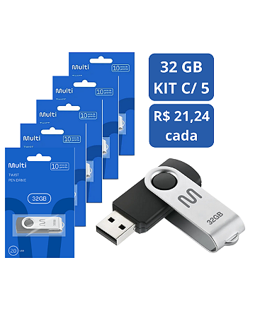 PENDRIVE TWIST 2 32GB PD589 MULTILASER C/5 UNDS