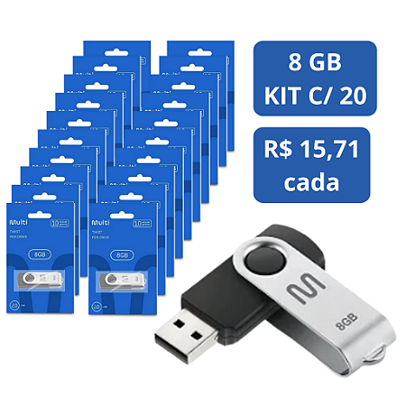 PENDRIVE TWIST 2 8GB PD587 MULTI MULTILASER CX 20 UNDS