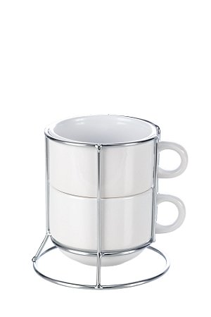 KIT 2 XÍCARAS BR 150 ML + SUPORTE DE METAL JKB UND