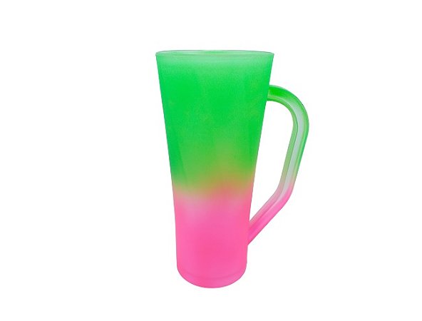 CANECA SLIN  BICOLOR VERDE/ROSA DEGRADÊ 400ML