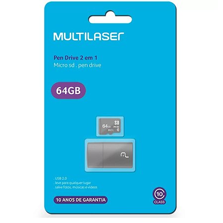 CARTÃO DE MEMÓRIA 64GB C/MICRO SD MULTILASER