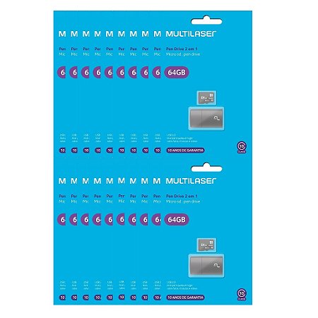 CARTÃO DE MEMÓRIA 64GB MICRO SD MULTILASER 10 UNDS