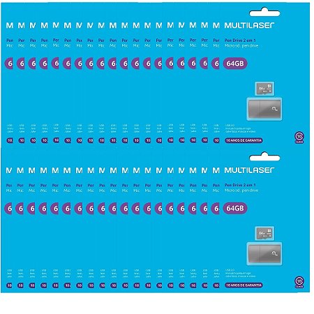 CARTÃO DE MEMÓRIA 64GB MICRO SD MULTILASER 20 UNDS
