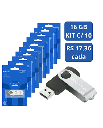 PENDRIVE TWIST 2 16GB PD588 MULTI MULTILASER 10 UNDS