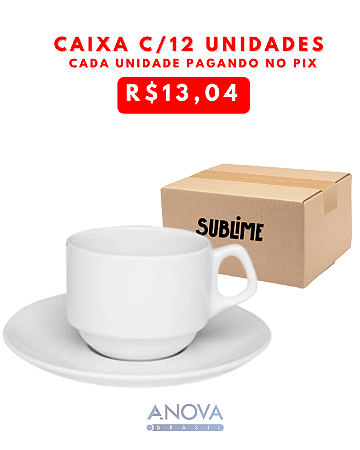 XICARA C/PIRES PLUS BRANCA 180ML SUBLIME CX C/12