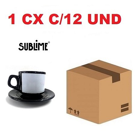 XICARA C/PIRES PRETA C/TARJA BR 180ML SUBLIME CX12