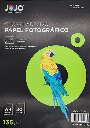 PAPEL FOTO ADESIVO 135G A4 PACOTE 20 FL JOJO