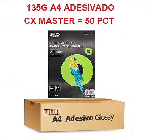 PAPEL FOTO ADESIVO 135G A4 CX 50 PCTS 1000FLS JOJO