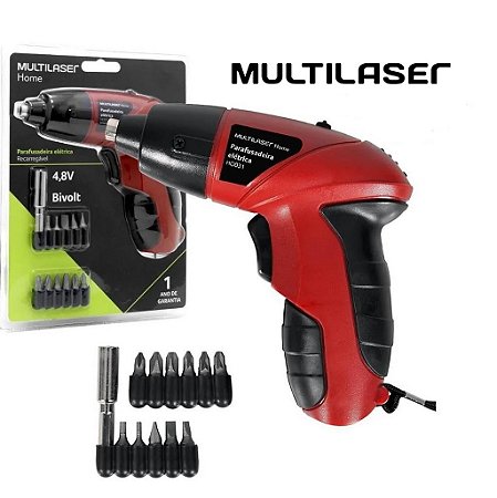 PARAFUSADEIRA 4,8 KIT 11 PEÇAS HO031 BIVOLT MULTILASER