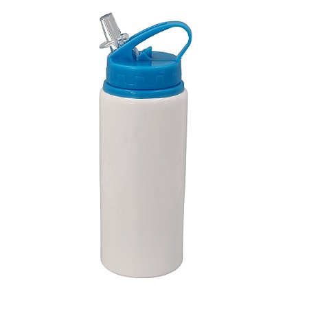 SQUEEZE BRANCA BICO AZUL RETRATIL ALUM 600ML DT
