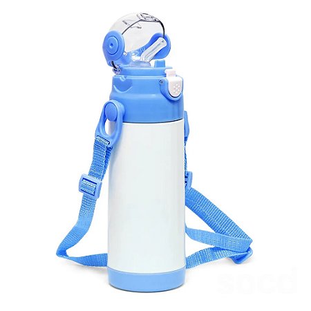 GARRAFA TERMICA INFANTIL BRANCO COM AZUL 350ML DT