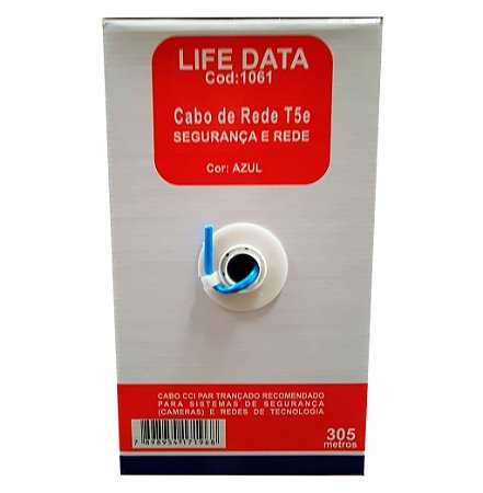 CABO DE REDE CAT5E AZUL 305M LIFE DATA