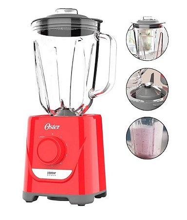 LIQUIDIFICADOR OSTER OLIQ501 JARRA VIDRO 127V 1000W VERMELHO