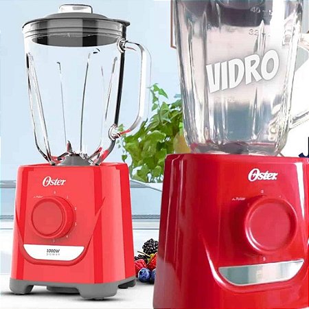 LIQUIDIFICADOR OSTER OLIQ501 JARRA VIDRO 220V 1000W VERMELHO