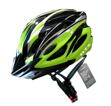 CAPACETE BIKE GTSTEC INNMOULD LED VERD/PRETO TAM G
