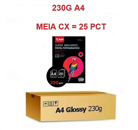 PAPEL FOTO 230G A4 25 PACOTE 500 FLS JOJO