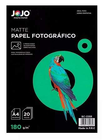 PAPEL MATTE FOSCO 180G A4 JET SPRAY 20FLS JOJO