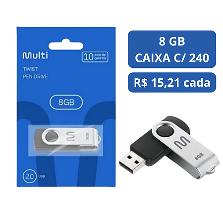 PENDRIVE TWIST 2 8GB PD587 MULTILASER CX 240 UNDS
