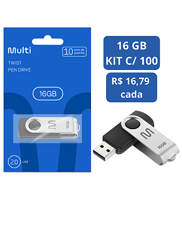 PENDRIVE TWIST 2 16GB PD588 MULTILASER CX 100 UNDS