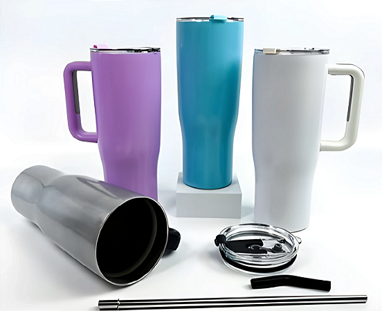 COPO TERMICO DE AÇO INOX C/ ALÇA E CANUDO 1200ML P1721