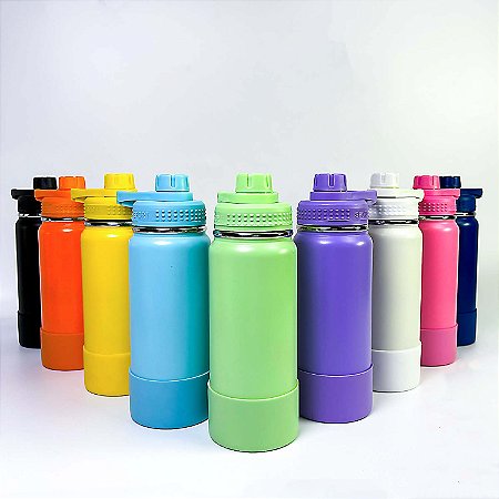 GARRAFA TERMICA DE AÇO INOX C/ TAMPA ROSQUEAVEL E BASE SILICONE FOSCA 800ML P1712