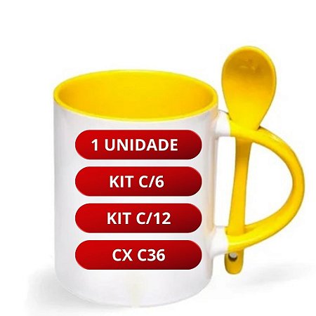 CANECA BRANCA C/COLHER ALÇA/INT AM C/CX DEKO