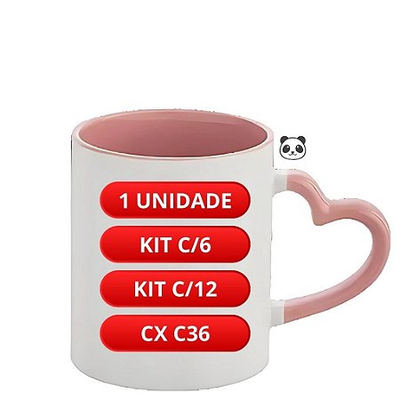 CANECA ALÇA CORAÇÃO INT/ALÇA ROSA PANDA