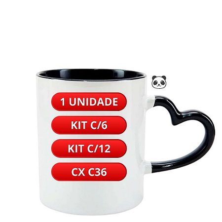 CANECA ALÇA CORAÇÃO INT/ALÇA PRETO PANDA