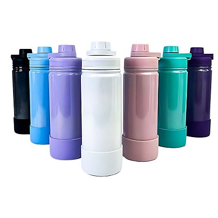 GARRAFA TERMICA DE AÇO INOX C/ TAMPA ROSQUEAVEL E BASE SILICONE 800ML P1775