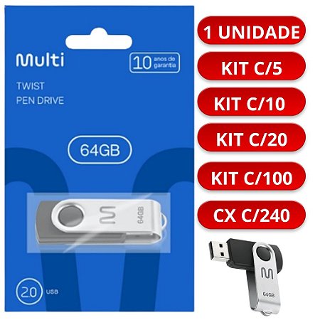 PENDRIVE TWIST2 64GB PD590 MULTILASER