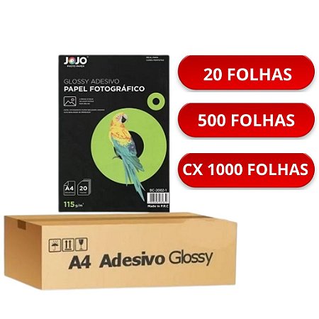 PAPEL FOTOGRÁFICO ADESIVO 115G A4 JOJO