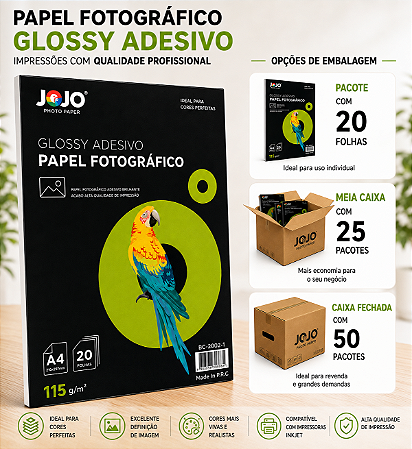 PAPEL FOTOGRÁFICO ADESIVO 115G A4 JOJO