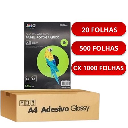 PAPEL FOTOGRÁFICO GLOSSY ADESIVO 135G A4 JOJO