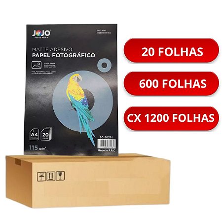 PAPEL  FOTOGRÁFICO MATTE ADESIVO 115G A4 JOJO