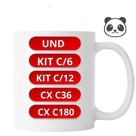 CANECA BRANCA PORCELANA 325ML AAA PANDA