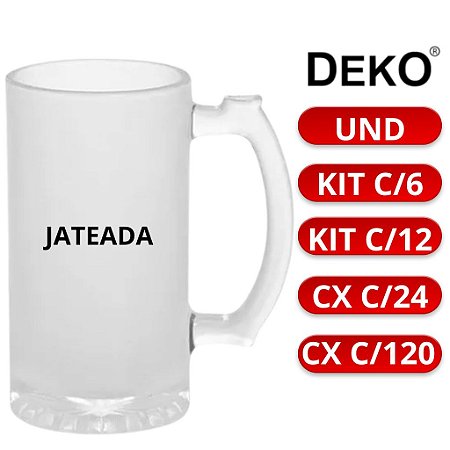 CANECA CHOPP VIDRO FOSCA JATEADA 475ML DEKO