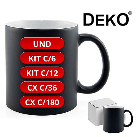 CANECA MAGICA FOSCA PRETA C/CX 325ML DEKO