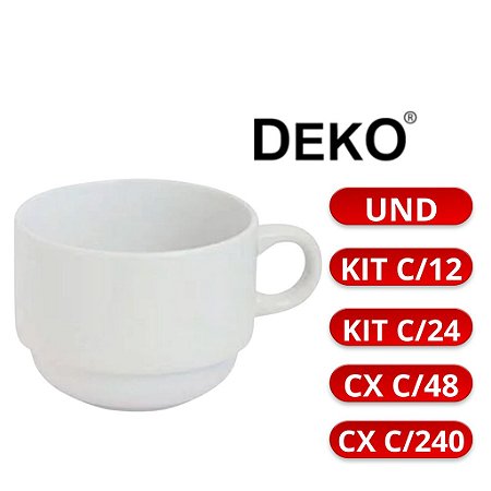 XICARA S/PIRES 180ML BRANCA C/CX DEKO