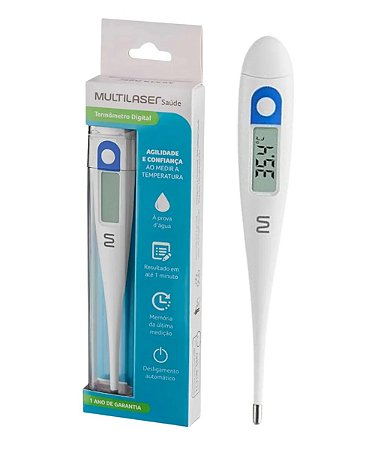 TERMOMETRO CLINICO DIGITAL BRANCO HC070 MULTILASER